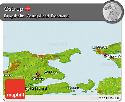 Physical Panoramic Map of Ostrup