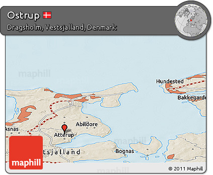 Shaded Relief Panoramic Map of Ostrup