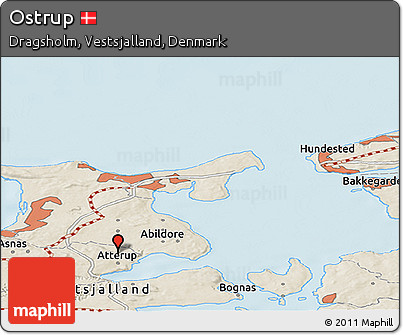 Shaded Relief Panoramic Map of Ostrup