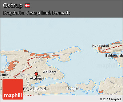 Shaded Relief Panoramic Map of Ostrup