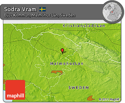 Physical 3D Map of Södra Vram