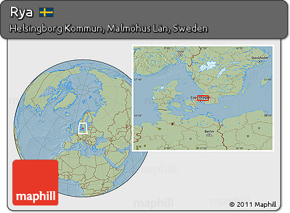 Savanna Style Location Map of Rya, hill shading