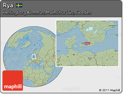 Savanna Style Location Map of Rya, hill shading