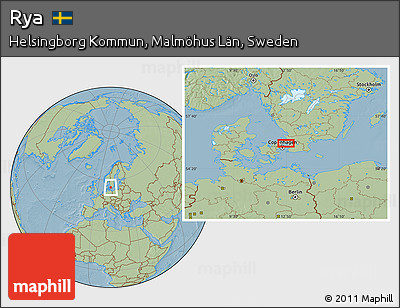 Savanna Style Location Map of Rya, hill shading