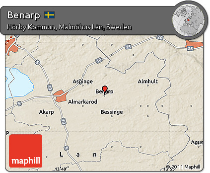Shaded Relief Map of Benarp