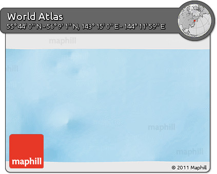 Physical 3D Map of the Area around 55° 56' 31" N, 143° 43' 29" E