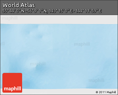 Physical 3D Map of the Area around 55° 56' 31" N, 143° 43' 29" E