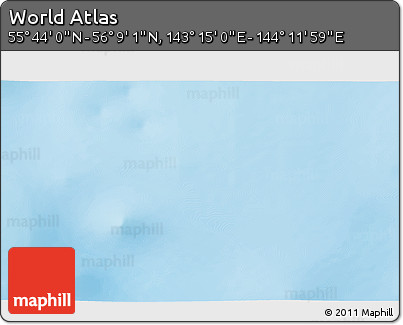 Physical 3D Map of the Area around 55° 56' 31" N, 143° 43' 29" E
