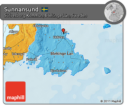 Political 3D Map of Sunnansund