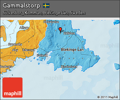 Political 3D Map of Gammalstorp
