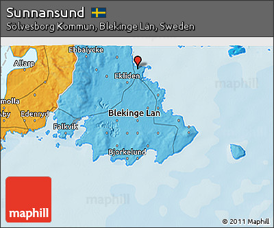 Political 3D Map of Sunnansund