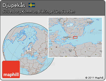 Gray Location Map of Djupekås