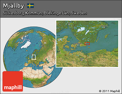 Satellite Location Map of Mjällby