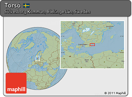 Savanna Style Location Map of Torsö, hill shading
