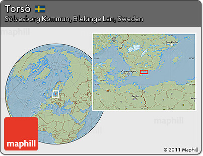 Savanna Style Location Map of Torsö, hill shading