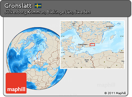 Shaded Relief Location Map of Grönslätt