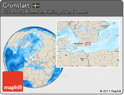 Shaded Relief Location Map of Grönslätt