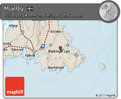 Shaded Relief Map of Mjällby