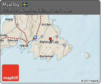 Shaded Relief Map of Mjällby