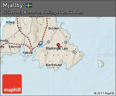 Shaded Relief Map of Mjällby