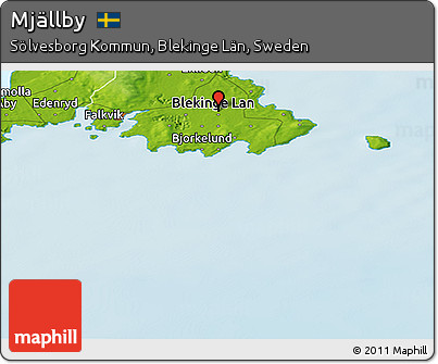 Physical Panoramic Map of Mjällby