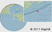 Savanna Style Location Map of the area around 55° 56' 31" N, 151° 13' 29" W, hill shading