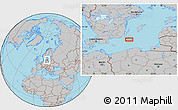 Gray Location Map of the area around 55° 56' 31" N, 17° 4' 30" E