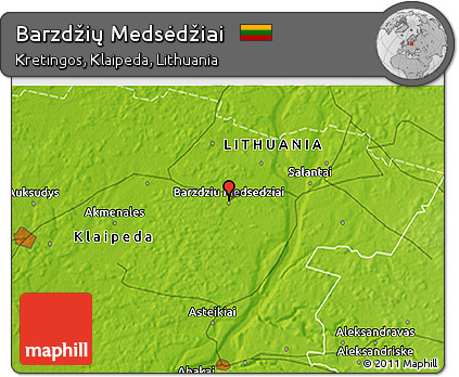 Physical 3D Map of Barzdžių Medsėdžiai
