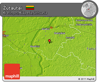 Physical 3D Map of Žutautai