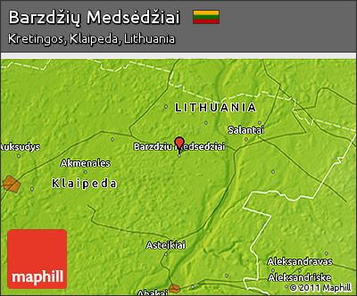 Physical 3D Map of Barzdžių Medsėdžiai