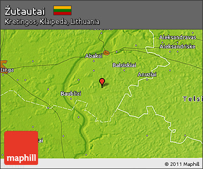 Physical 3D Map of Žutautai