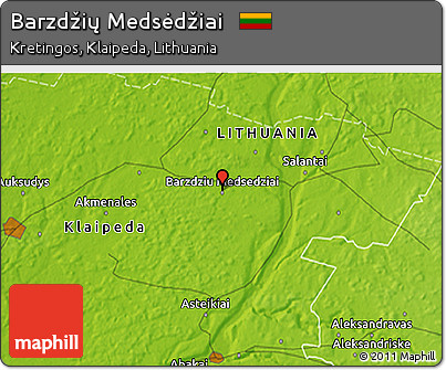 Physical 3D Map of Barzdžių Medsėdžiai