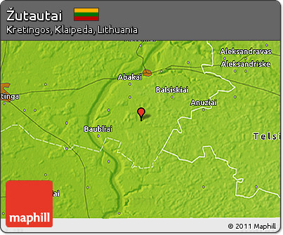 Physical 3D Map of Žutautai