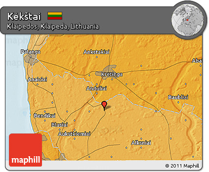 Political 3D Map of Kėkštai