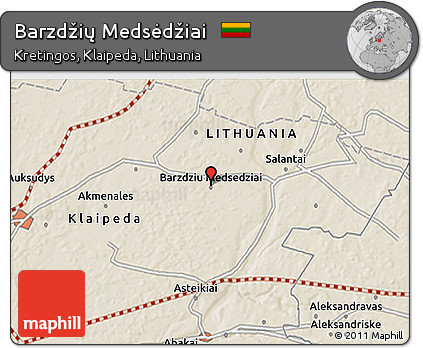 Shaded Relief 3D Map of Barzdžių Medsėdžiai