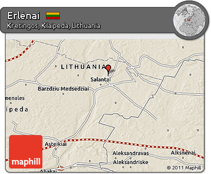 Shaded Relief 3D Map of Erlėnai