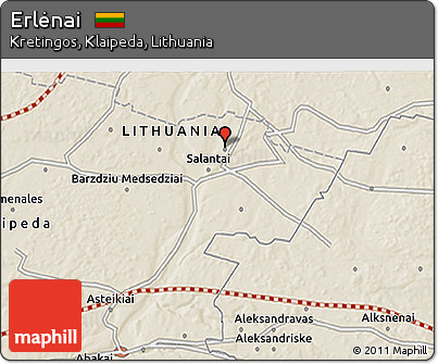 Shaded Relief 3D Map of Erlėnai