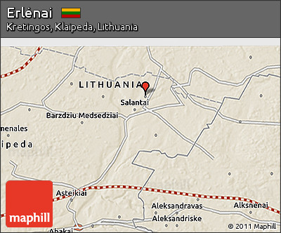 Shaded Relief 3D Map of Erlėnai