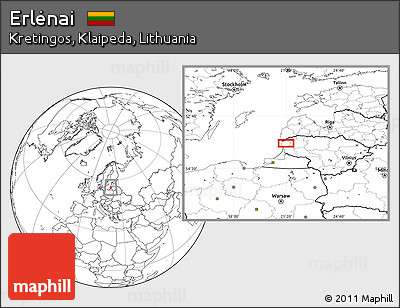 Blank Location Map of Erlėnai