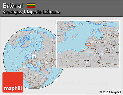 Gray Location Map of Erlėnai