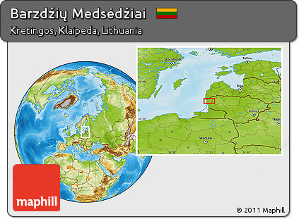 Physical Location Map of Barzdžių Medsėdžiai
