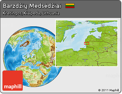 Physical Location Map of Barzdžių Medsėdžiai