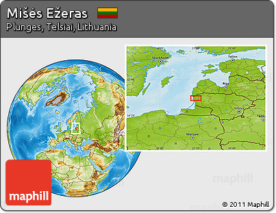 Physical Location Map of Mišės Ežeras