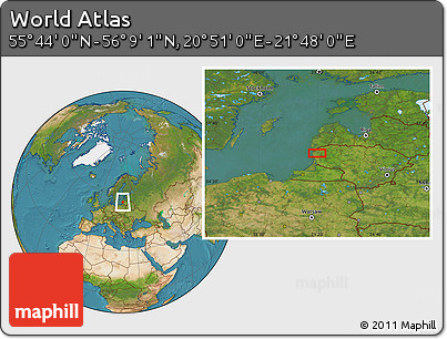 Satellite Location Map of the Area around 55° 56' 31" N, 21° 19' 30" E
