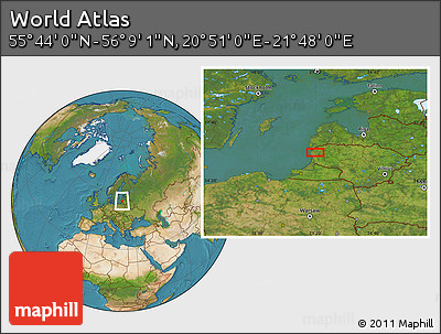 Satellite Location Map of the Area around 55° 56' 31" N, 21° 19' 30" E