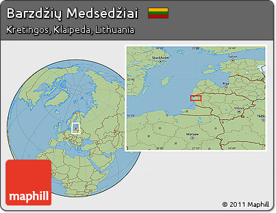 Savanna Style Location Map of Barzdžių Medsėdžiai
