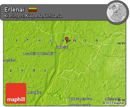 Physical Map of Erlėnai