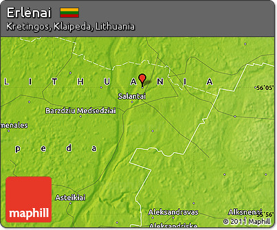 Physical Map of Erlėnai