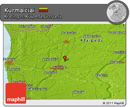 Physical Panoramic Map of Kurmaičiai