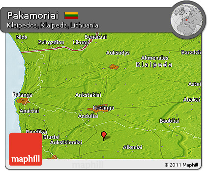 Physical Panoramic Map of Pakamoriai